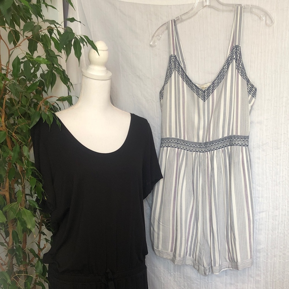 JAPNA & AMAZON size L fun summer 1 piece to rompers black & navy blue